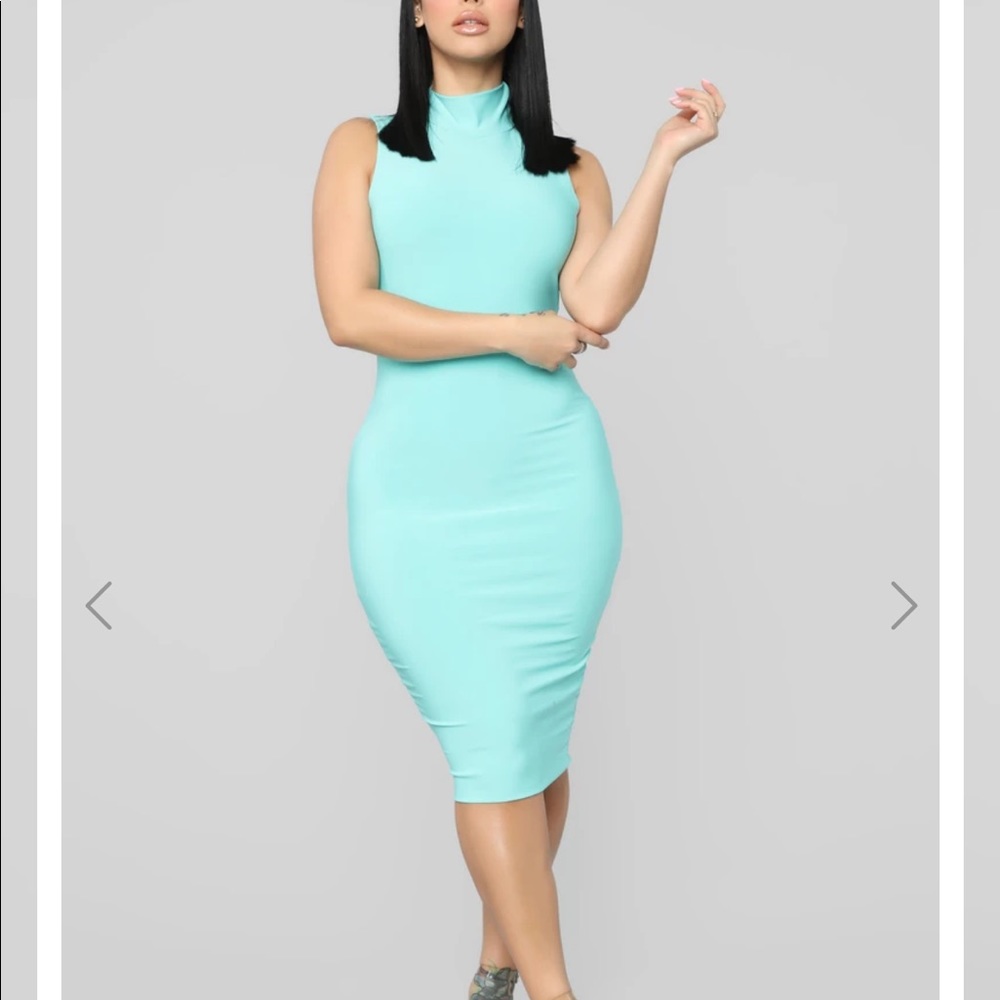 Teal Body Con Midi Dress